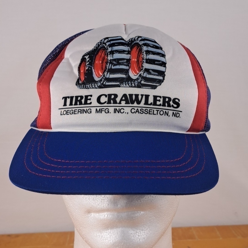Vintage Tire Crawlers loegering graphic Casselton ND mesh trucker snapback hat